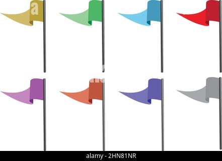 Set of flags in different colors isolated on white background. Vector illustration. Stock Vector