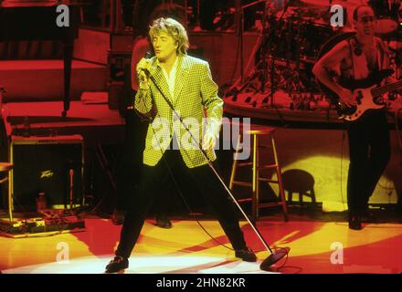 LOS ANGELES, CA - OCTOBER 04: Rod Stewart performing in Concert circa 1990's in Los Angeles, California. Stock Photo
