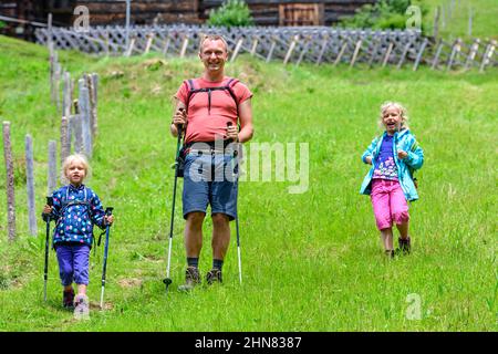 Hike with the family through the Hölltobel to Gerstruben and back via the Rautweg. Stock Photo