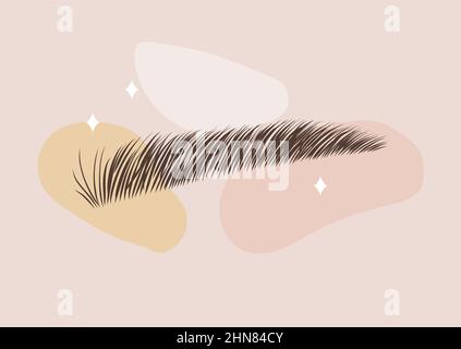Brow studio logo. Sable style eyebrows. Permanent make-up and lamination. Linear vector Illustration in trendy minimalist style Stock Vector