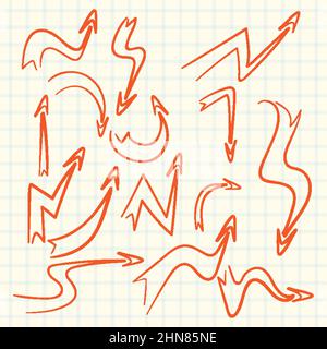 Set of arrows in different directions on white background illustration Stock Vector