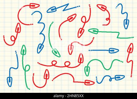 Set of arrows in different directions on white background illustration Stock Vector