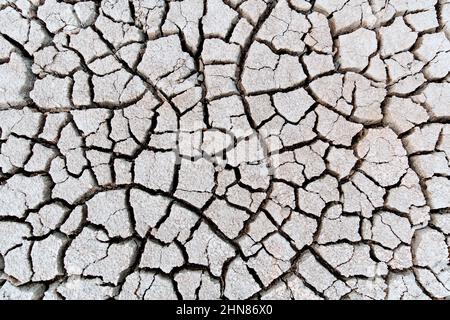 Cracked soil. Texture of grungy dry cracking parched earth. Global warming effect. Stock Photo