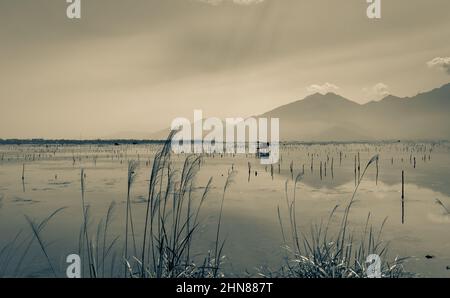 Dawn on the lagoon in Phan Rang, Vietnam Stock Photo