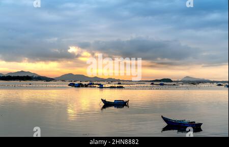 Dawn on the lagoon in Phan Rang, Vietnam Stock Photo