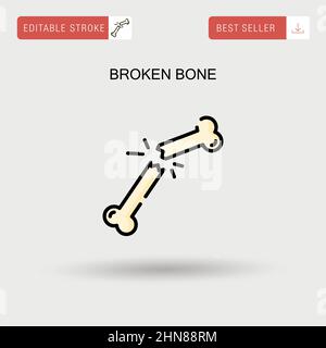 Broken bone Simple vector icon. Stock Vector