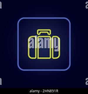 Beautiful stylish colorful neon suitcase icon - Vector illustration Stock Vector