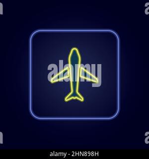 Beautiful stylish colorful neon airplane icon - Vector illustration Stock Vector