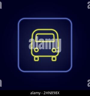 Beautiful stylish colorful neon icon sign bus - Vector illustration Stock Vector