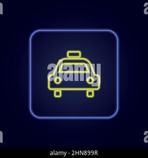 Beautiful stylish colorful neon taxi icon - Vector illustration Stock Vector