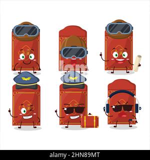 Pilot cartoon mascot red chinese lamp with glasses Stock Vector Image & Art  - Alamy