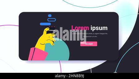 hand using smartphone digital addiction social media communication concept horizontal Stock Vector