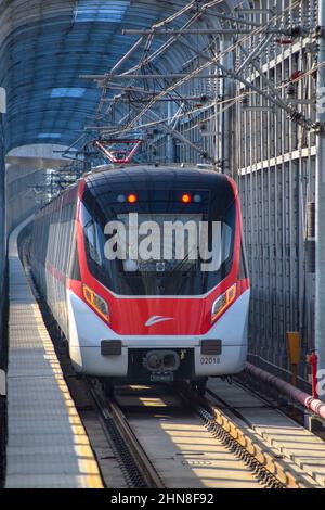 Foshan,China. DEC,30,2021  Foshan Metro Line2,It will run in a south-west direction, connecting Guangzhou South Railway Station and Nanzhuang. Stock Photo