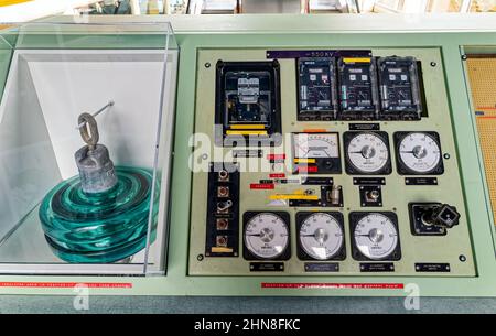 Control panel display at the Bonneville Lock and Dam in Washington, USA Stock Photo