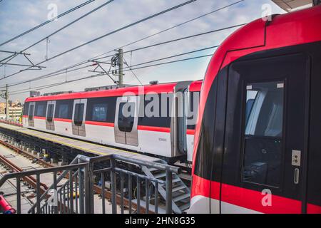 Foshan,China. DEC,30,2021  Foshan Metro Line2,It will run in a south-west direction, connecting Guangzhou South Railway Station and Nanzhuang. Stock Photo