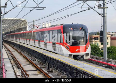 Foshan,China. DEC,30,2021  Foshan Metro Line2,It will run in a south-west direction, connecting Guangzhou South Railway Station and Nanzhuang. Stock Photo