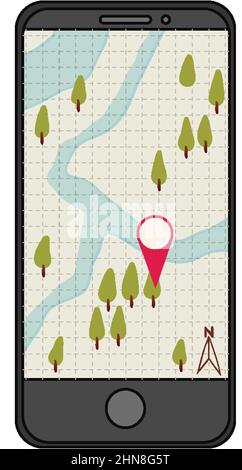 drawing smartphone pin map location gps Stock Vector Image & Art - Alamy