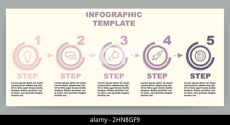 Five direct stages with the road of the business development plan. Startup progress editable vector infographic Stock Vector