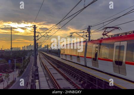 Foshan,China. DEC,30,2021  Foshan Metro Line2,It will run in a south-west direction, connecting Guangzhou South Railway Station and Nanzhuang. Stock Photo