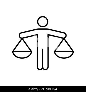 Justice scales icon. Mechanical balancing scales, symbol of law and judgment, punishment and truth. Vector on isolated white background. EPS 10. Stock Vector