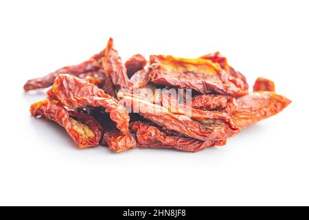 Sun dried tomatoes isolated on white background. Stock Photo