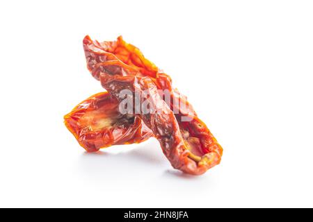 Sun dried tomatoes isolated on white background. Stock Photo
