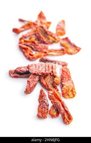 Sun dried tomatoes isolated on white background. Stock Photo