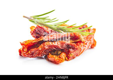 Sun dried tomatoes isolated on white background. Stock Photo