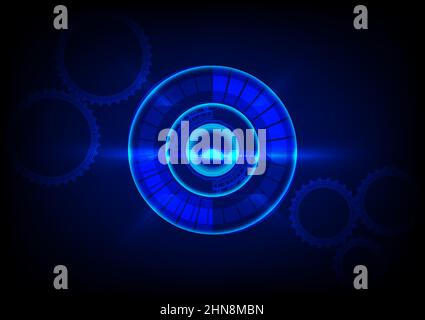graphics design binary digit circle with style cog glow abstract background blue color tone concept technology futuristic vector illustration Stock Vector