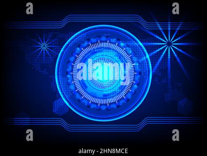 graphics design Hitech technology circle style glow blue color tone  network technology futuristic vector illustration Stock Vector
