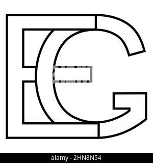 Logo sign eg ge, icon nft eg interlaced, letters e g Stock Vector