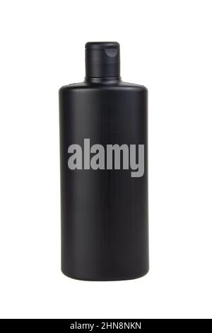 Black shampoo gel bottle isolated on the white background Stock Photo