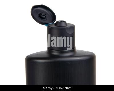 Black shampoo gel bottle isolated on the white background Stock Photo