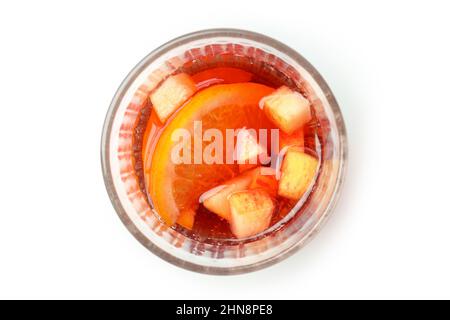 Glass of Sangria drink isolated on white background Stock Photo