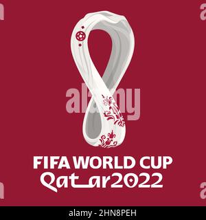 Vinnytsia, Ukraine - February 14, 2022: 2022 FIFA world cup logo. Editorial Illustration isolated on transparent background Stock Vector