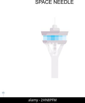 Space needle Simple vector icon. Illustration symbol design template for web mobile UI element. Stock Vector