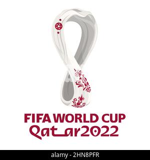 Vinnytsia, Ukraine - February 14, 2022: 2022 FIFA WORLD CUP LOGO. Editorial Illustration Stock Vector