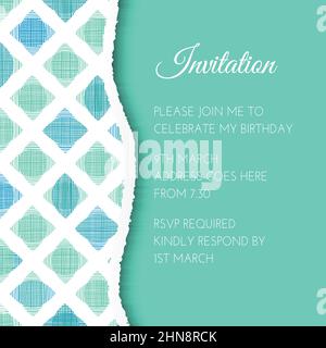 Turquoise Invitation Design in Elegant Abstract Geometric Style Stock Vector