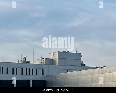 Augusta, Ga USA - 12 13 21: Augusta Ga hospital medical district downtown cityscape corner of building white structure Stock Photo