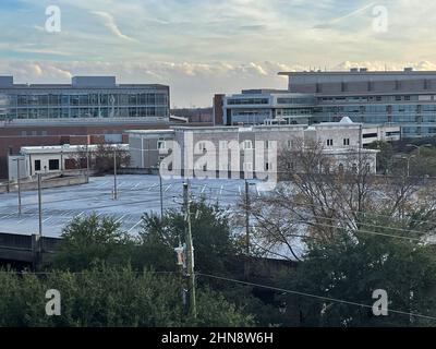 Augusta, Ga USA - 12 13 21: Augusta Ga hospital medical district downtown cityscape trees and medical buildings Stock Photo