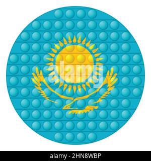 Glass light ball with flag of Kazakhstan. Round sphere, template icon. Kazakh national symbol. Glossy realistic ball, 3D vector illustration. Trendy Stock Vector