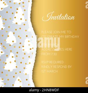 Gold and Silver Pine Tree Invitation Design Stock Vector