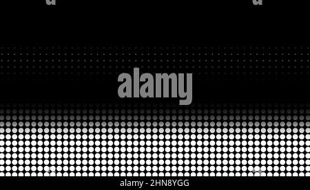 Retro halftone gradient from dots. Monochrome white and black halftone background with circles. Vector illustration Stock Vector