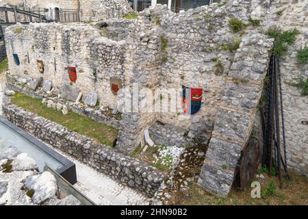 Cantello-Caldora Castle, Medieval village, Pacentro, Abruzzo, Italy, Europe Stock Photo