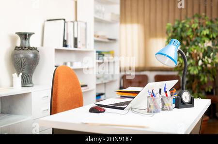 Comfortable workplace desk for businessman Stock Photo