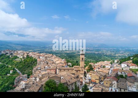 View from Cantello-Caldora Castle, Medieval village, Pacentro, Abruzzo, Italy, Europe Stock Photo