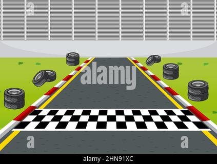 illustration on the sport of Soap box derby racing with race flag set ...
