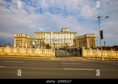 Bucharest, Romania February 13, 2022.Palace of the Parliament(known before the 1989 revolution as the House of the Republic or the House of the People Stock Photo