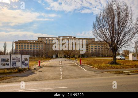 Bucharest, Romania February 13, 2022.Palace of the Parliament(known before the 1989 revolution as the House of the Republic or the House of the People Stock Photo