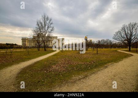 Bucharest, Romania February 13, 2022.Palace of the Parliament(known before the 1989 revolution as the House of the Republic or the House of the People Stock Photo